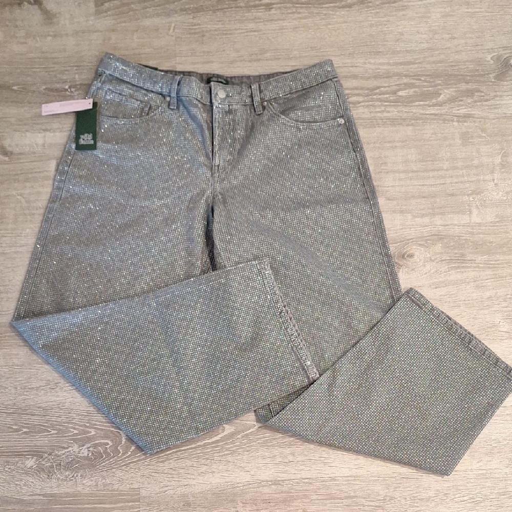 Wild Fable Gray And Silver Mid-rise Straight Leg Denim Jeans Sz 12, 31" Inseam N